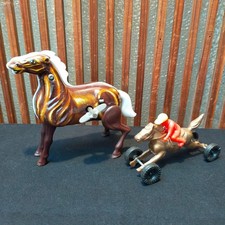 Vintage Japanese Tin Toy Horse Spring Showa Era