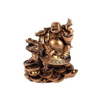 Lachender Buddha Statuette 12Cm Gold Feng Shui Deko Chinesisches Zen Geschenk