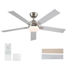 52 Inch Ceiling Fans with Lights and Remote, Brushed Nickel 52Inch,
