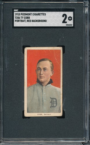 T206 Piedmont 350/25 Ty Cobb (Red Background) SGC 2 - Tigers HOF