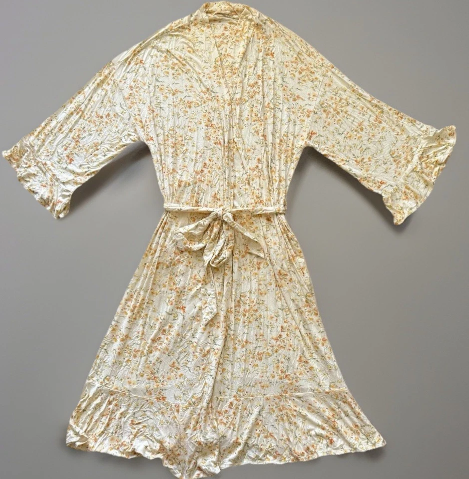 SOFT SURROUNDINGS Robe Medium Yellow Floral Blissful Magnolia SOFT Bamboo Knit - Image 3 of 4