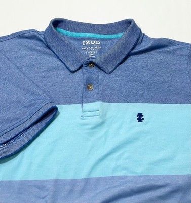 IZOD Men s Slim Fit Advantage Performance Colorblock Polo Shirt Blue 2XL