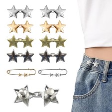 10 Set Pant Waist Tightener Star Buttons Pins for Loose Jeans Reusable Waist Cin