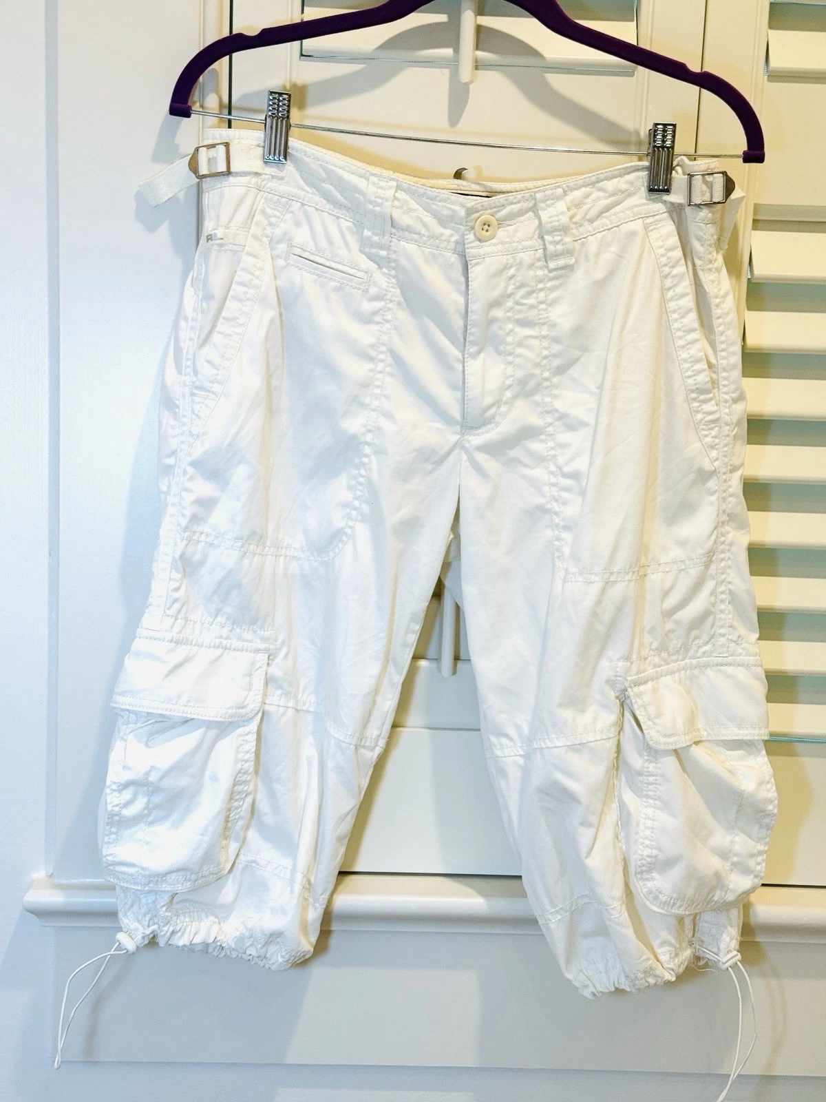 Ralph Lauren Women Golf Beige Cargo Capri Pants 30” Waist VTG No Tag