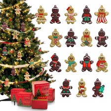 Gingerbread Christmas Decorations -16-Pcs Gingerbread Man Ornaments for Christma