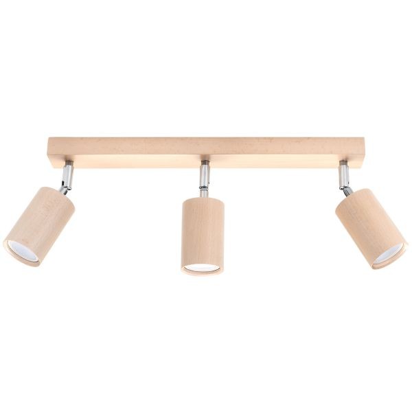 Plafonnier bois véritable Berg 3 Berg, finitions épurées culot GU10