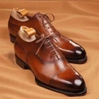 Men's Shoes Handmade Toe Cap Leather Oxford Lace Up Men's Handmade Dress Formal