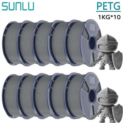 SUNLU PETG Gray 10KG 3D Printer Filament 1.75mm PETG 1KG/Spool Good Toughness