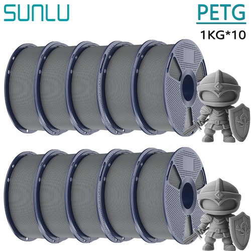 SUNLU PETG Gray 10KG 3D Printer Filament 1.75mm PETG 1KG/Spool Good Toughness