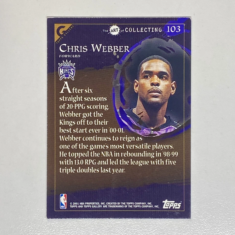 2000-01 Topps Gallery #103 Masters Chris Webber - Image 2 of 2