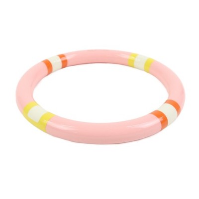 HERMES H Equipe PM Lacquered Wood Bracelet Bangle Pink Authentic Used F/S