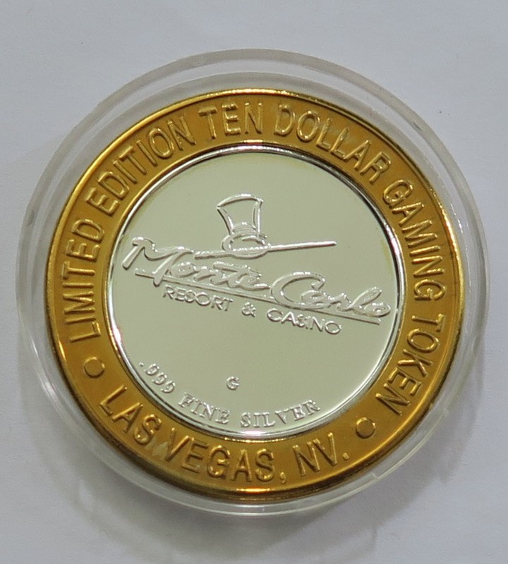 1998 Monter Carlo Vegas Casino Token .999 Fine $10 Silver Coin / Strike (CC03)