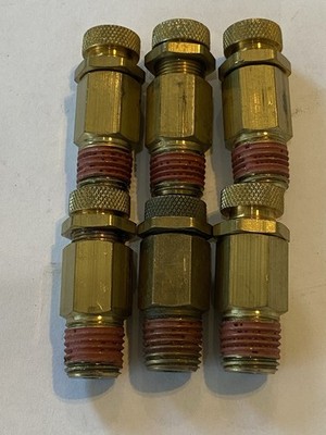Lot Of 6 Brass Bleed Valves 1/2  NPT 1/8  Hole