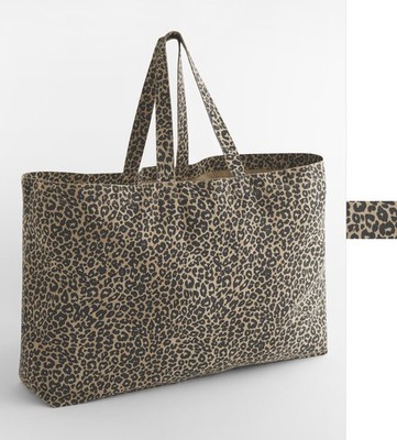 Westford Mill Leopard Print Canvas Oversized Tote Bag W336 Tasche NEU