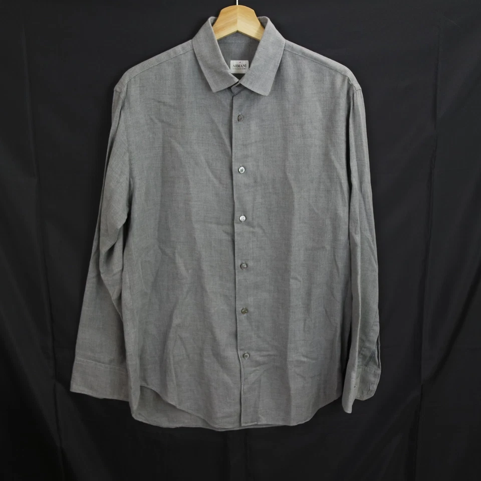 Giorgio Armani Collezioni Button Shirt Size M Mens Cotton Wool Long Sleeve - Image 2 of 4