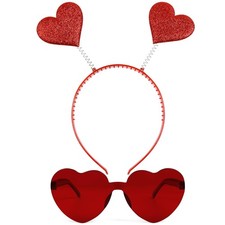 Valentines Day Heart Headband Sequin Heart Women Red Cute Boppers Props