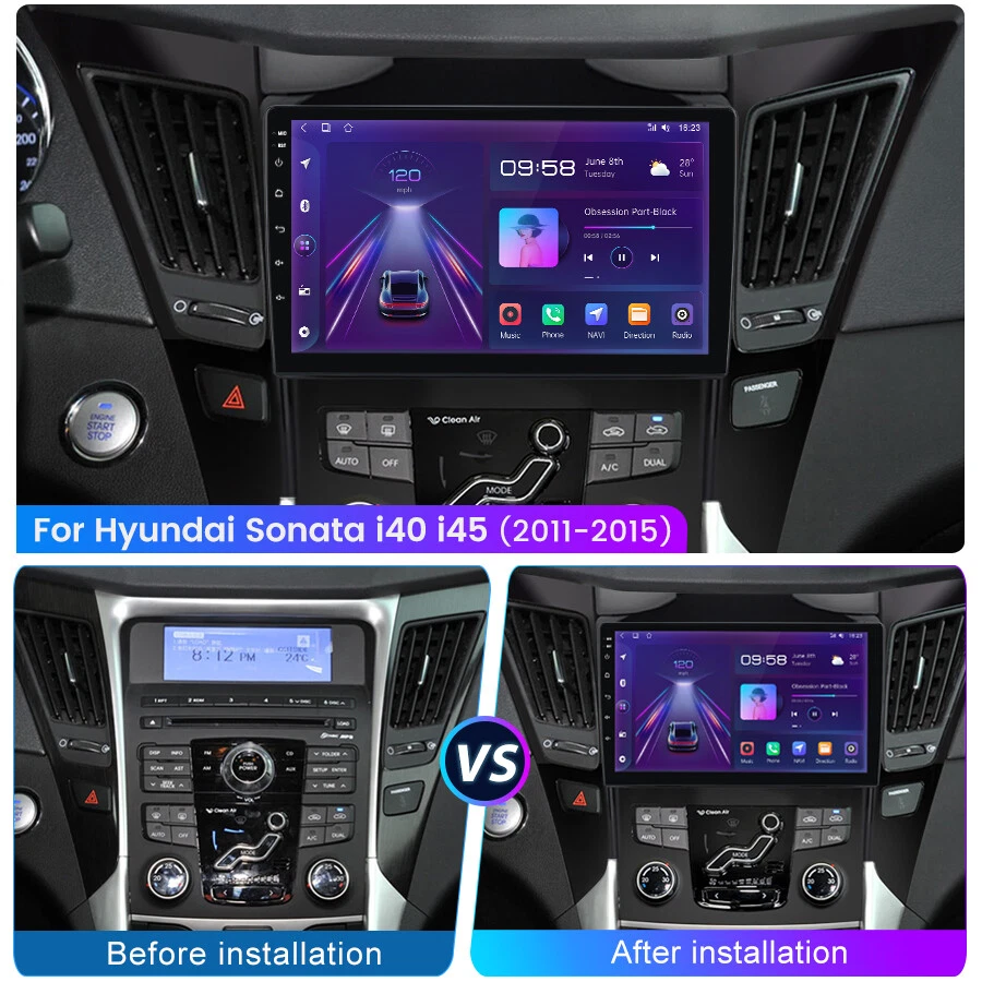 Radio estéreo para coche Apple Carplay Android 13 GPS navegación para Hyundai Sonata 2011-2015 Foto 2 de 4