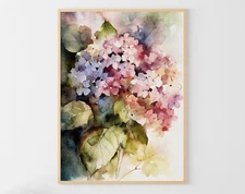 Hydrangea Watercolor Painting Print High Quality Poster choose sizes