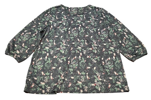 Damart Green Floral Print 3/4 Sleeve Tunic Stretch Top Blouse 14/16 (K13) Loose - Picture 4 of 7