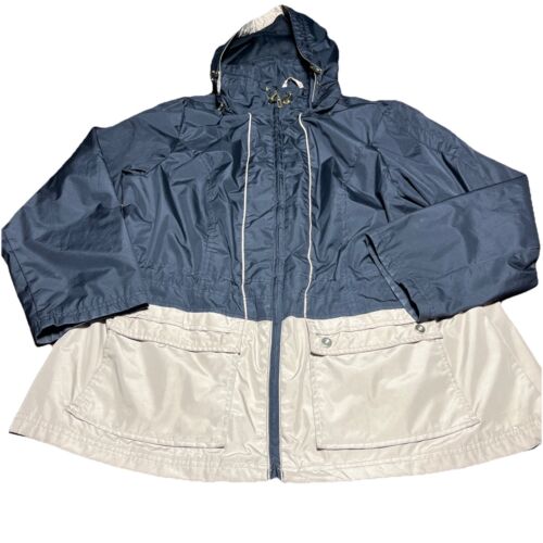 Weather Tamer Jacket Womens Sz 1X Full Zip Removable Hood Black And Tan