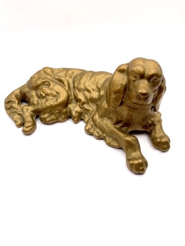 English Setter Cast Iron Bronze Dog Paperweight Circa 1910-1930 - Zdjęcie 1 z 8