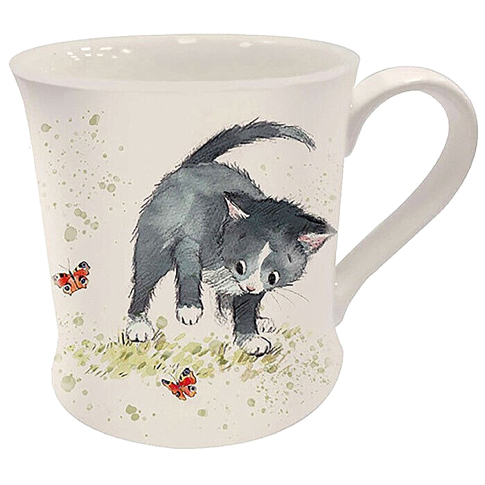 Black and White Cat Fine China Mug - Paper Shed Designs