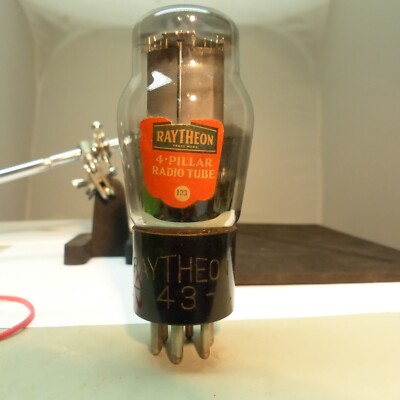 Raytheon Pillar Radio Tube 43 NOS Testet = ER43 = CV2514 = A2543 = NU-43