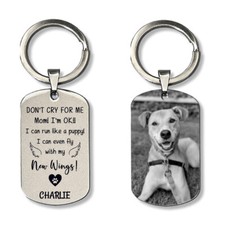 Dog Memorial Gift Personalised Engrave Keyring In Memory Of Pet Dog Cat Loss Paw