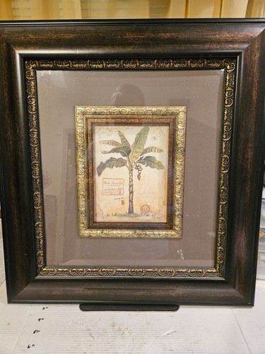 Chad Barrett Banana Palm Offset Lithograph Artwork Beautiful 21 X 23 wood framed - Picture 3 of 12