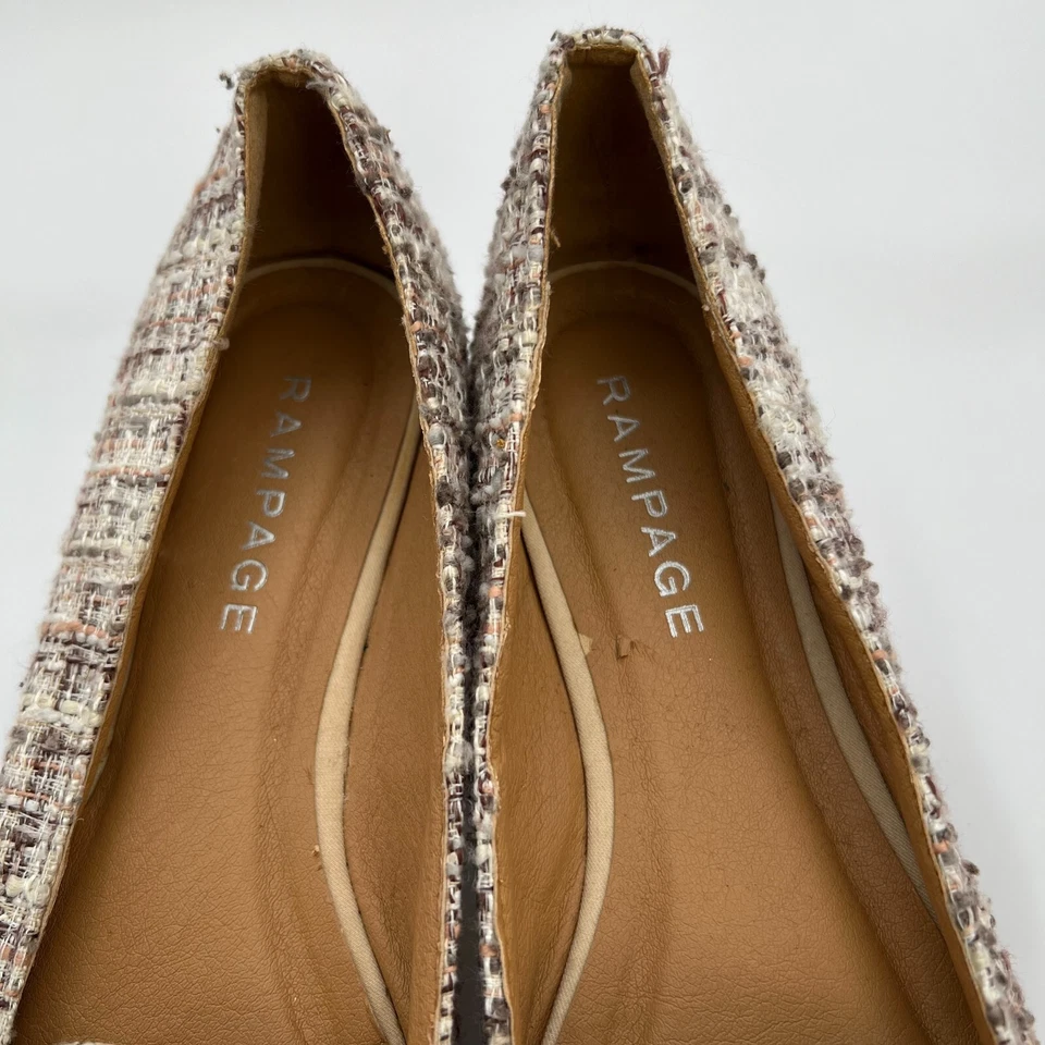 Mocasín Rampage Coolsie Marfil Tweed Tachonado Gema Adornado Plano Talla 8 M Foto 3 de 4