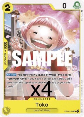 4X One Piece Card Game Toko OP04-098 Uncommon NM