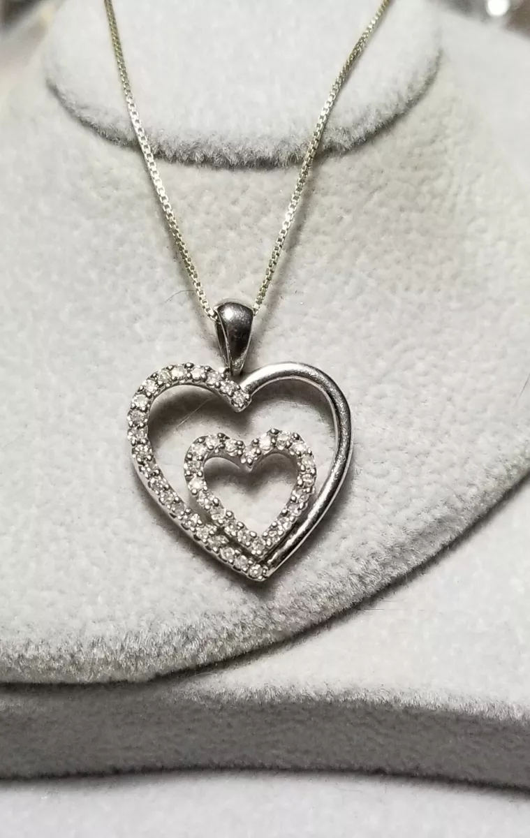 Jewelili Tilted Heart Necklace Diamond Jewelry in Rose Gold Over Sterling  Silver & 1/10 CTTW Diamond