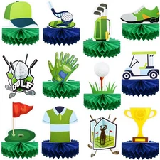 Teling 12 Pieces Golf Party Decorations Golf Honeycomb Centerpieces Golf Part...