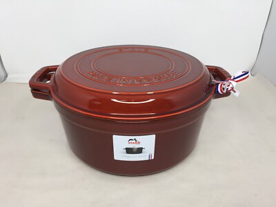 Staub 7 Quart Cast Iron Braise and Grill Set - Rouge Red | eBay