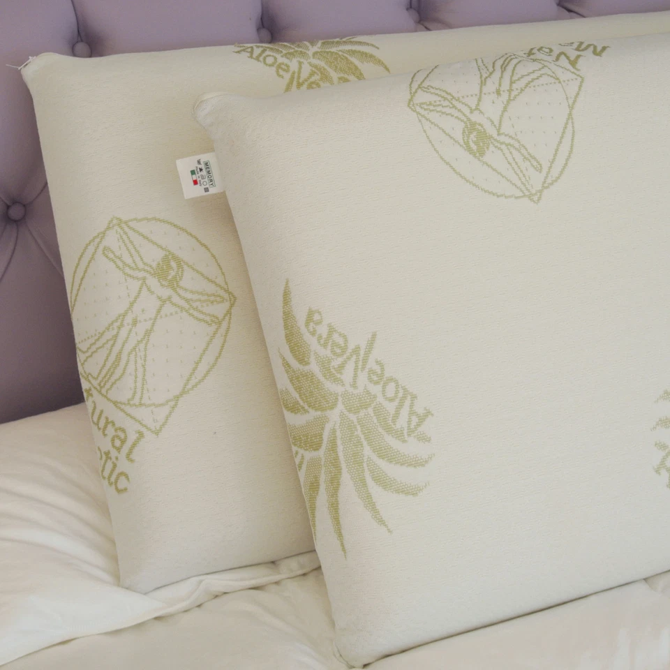 COPPIA CUSCINI MEMORY FOAM SAPONETTA SFODERABILE ALOE VERA H11 H13 - Immagine 4 di 4