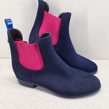 LEMON JELLY BOOTS, Fashion Rain Boots blue pink Faux Velvet Size 39