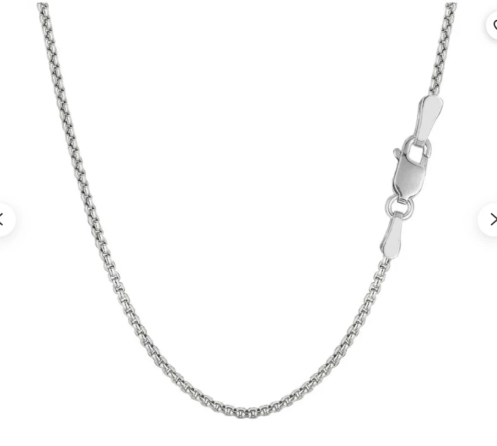 Cadena/Collar Colgante Eslabón Caja Redondo Oro Blanco 14k 20" 1,3 mm 2,3 gramos