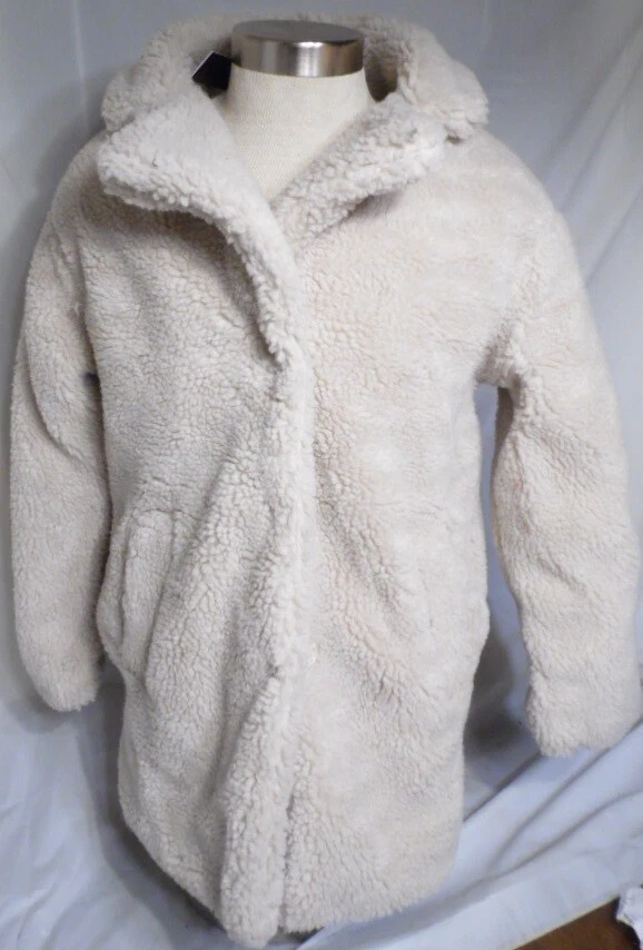 OFF WHITE NUOVO cappotto sherpa donna Jason Maxwell oversize taglia small bianco sporco WA113