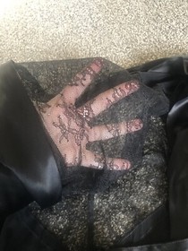 Victoria&rsquo;s Secret XS/S Women Black Satin Lace Robe Tie Front Sexy Kimono T2