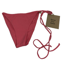 Stone Fox Swim NEW River Bikini Bottom Size M Sunset Pink Side Tie High Cut
