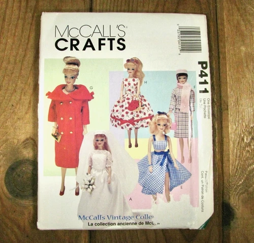 Retro Barbie Doll Clothes Sewing Pattern Formal Casual McCalls P411 Uncut