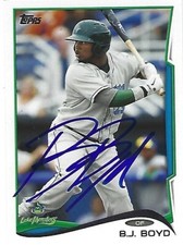 Autographed/Signed 2014 Topps Debut #111 BJ Boyd Oakland Athletics Tough