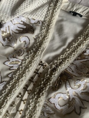 white and gold beaded prom dress Green Beaded Mesh Long Dress