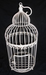 Détails Sur Cage à Oiseaux Ronde Fer Forgé Patiné Blanc Grand Modèle 57x28 Cm Aligatore