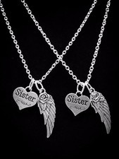 Sister Necklace Set Angel Wing Sister Sisters Mother's Day Gift Charm Jewelry