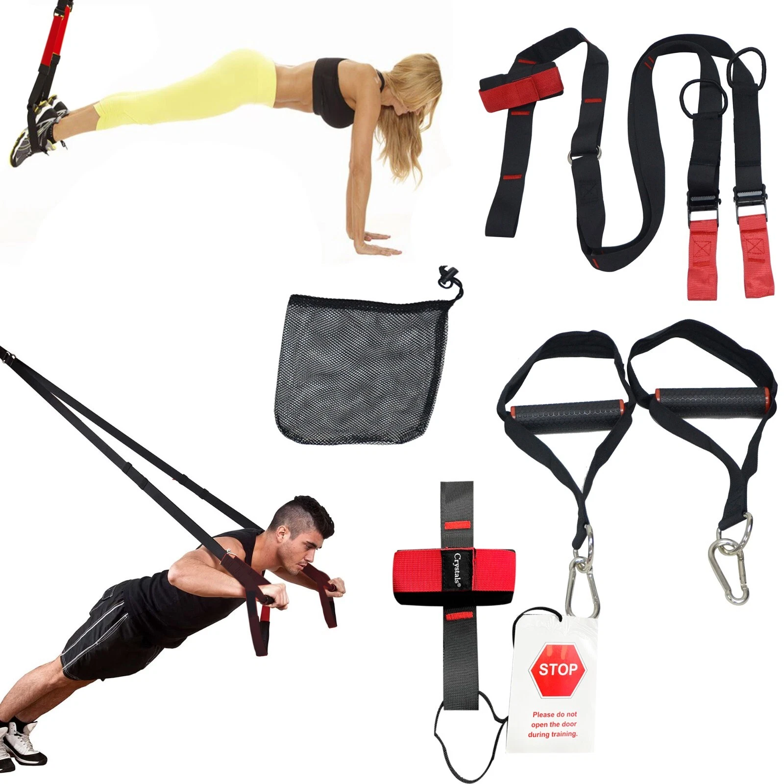 Fitness Suspension Trainer & Resistance Band Set | Gym Quality with Door Anchor