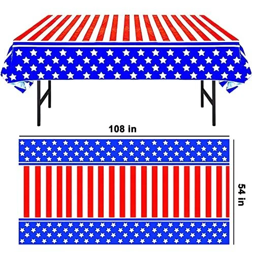 4PCS American Flag Tablecloth, 4th of July Patriotic Table Cover (54"x108") - Image 3 of 4