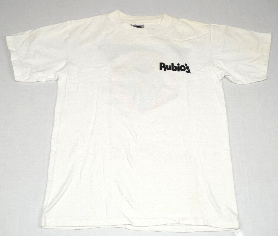 Vintage T-Shirt Size 80s Pesky's Beach and Taco Club Rubio's Fish Tacos c.1986 - Image 3 of 4