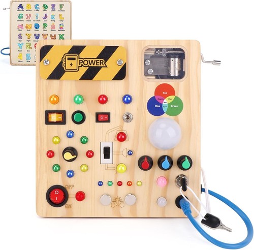Busy Board,Montessori Toys for 1-3 Years Old, Wooden Toddler Toys,