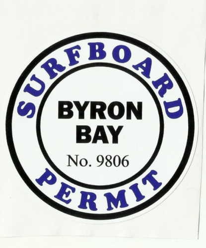 BYRON BAY SURF CRAFT PERMIT RETRO Decal VINYL STICKER SURFING SURFBOARD - Foto 1 di 1